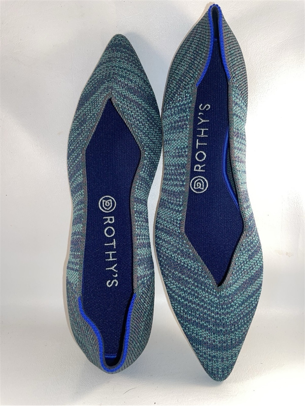 ROTHY’S Aqua Heather points shoes
